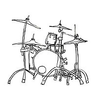 Carol Es une Monographie de Lignes - an Artist's Book by Carol Es - drum set ink drawing