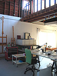 Los Angeles mixed media artist, Ayin Es: Studio H3 at Angels Gate Cyltural Center, interior