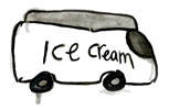 Horsebucket Artist's book by Carol Es - drawing of an ice cream van