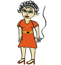 cartoon of Inez, a character of the artist's mother by mixed media artist, Ayin Es