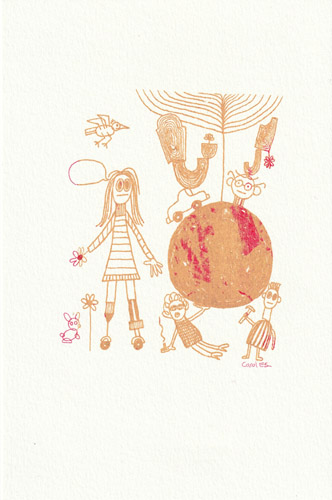 Outside: Gocco print on watercolor paper by Ayin Es
