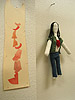 Los Angeles mixed media artist, Ayin Es - Moppet studio, interior with paper watercolor and small moppet doll