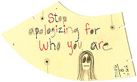 The Journal Project by Ayin Es - Stop Apologizing for Who You Are, mixed media on garment pattern